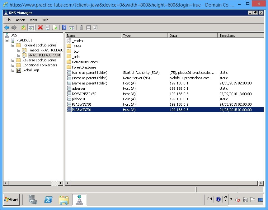 Practice Labs screenshot.